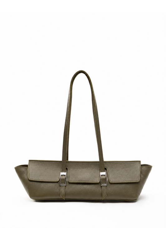Le Bateau Pebbled Leather Khaki - Silver