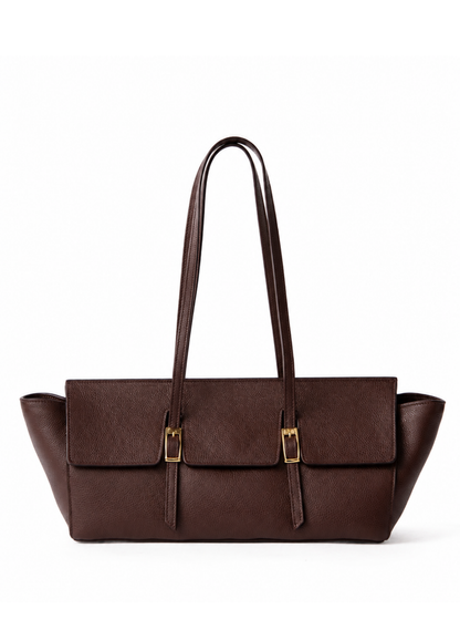 Le Bateau Large Pebbled Leather Dark Brown