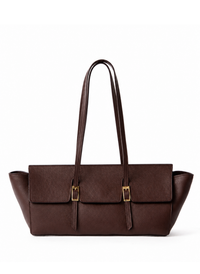 Le Bateau Large Pebbled Leather Dark Brown