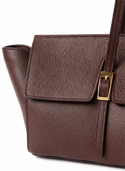 Le Bateau Large Pebbled Leather Dark Brown