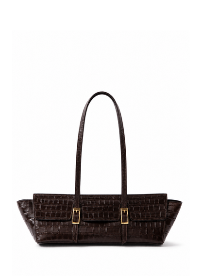 Le Bateau Croco Embossed Leather Dark Brown