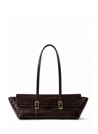 Le Bateau Croco Embossed Leather Dark Brown