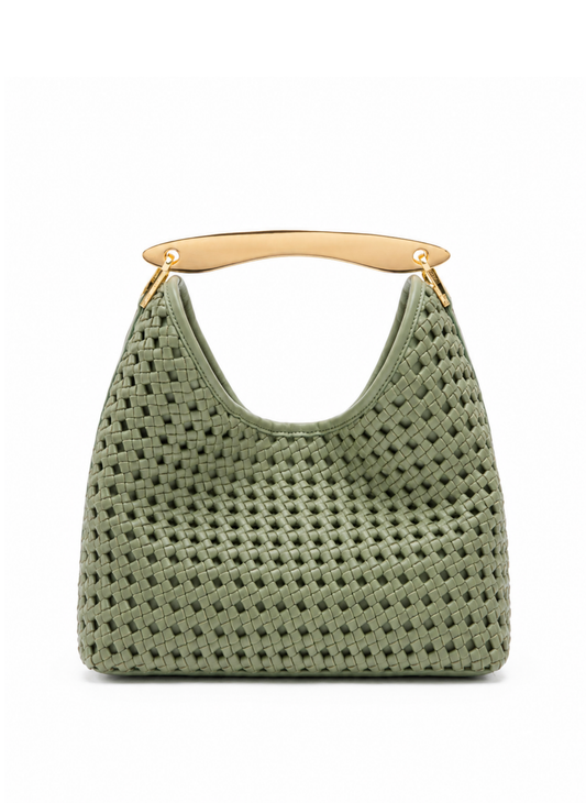 Boomerang Woven Leather Dusty Green