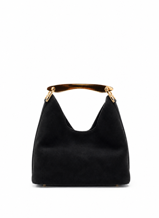 Small Boomerang Suede Black - Gold