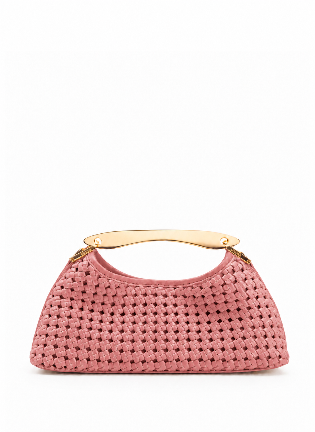 Mini Boomerang Woven Leather Dark Pink