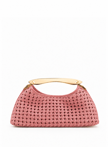 Mini Boomerang Woven Leather Dark Pink