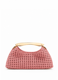 Mini Boomerang Woven Leather Dark Pink