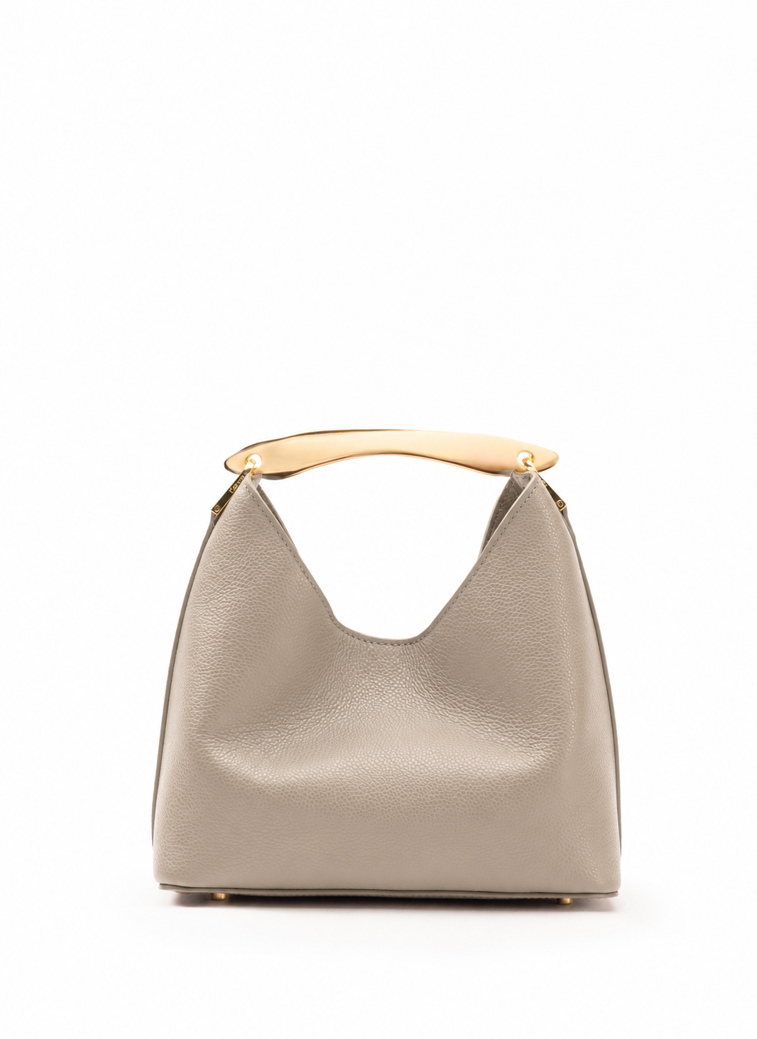 Small Boomerang Pebbled Leather Taupe