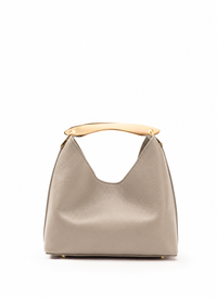 Small Boomerang Pebbled Leather Taupe