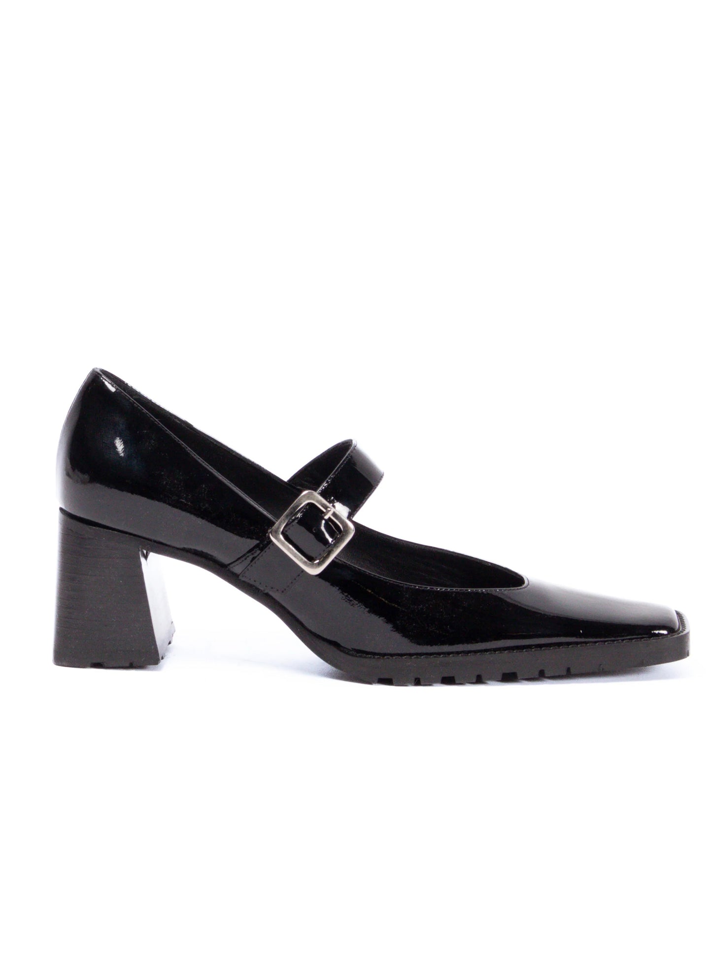 Mary Jane Block Heel Vernis Noir