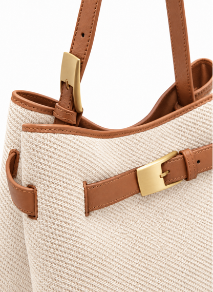 Belt Bag Canvas/Leather Ecru/Cognac