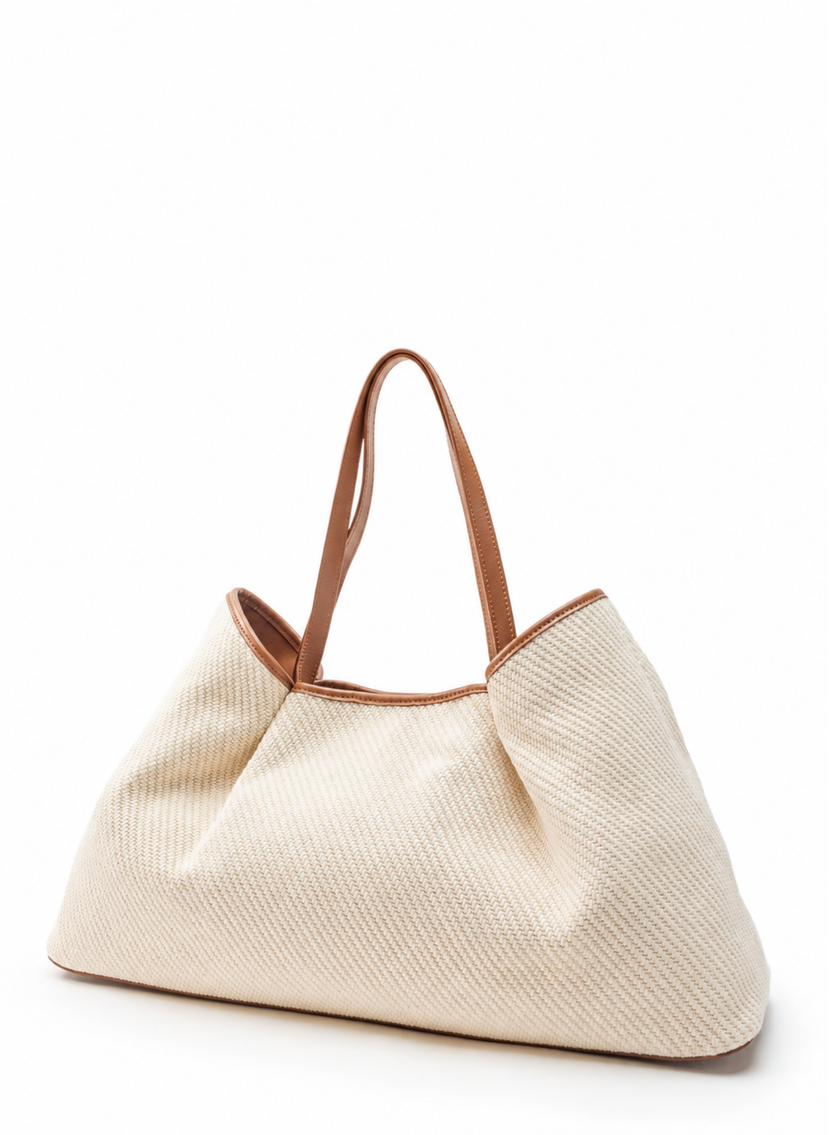 Dimple Tote Canvas/Leather Ecru/Cognac