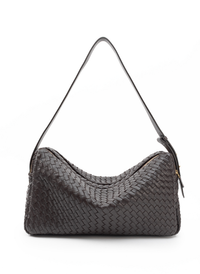 Trousse Large Woven Leather Dark Brown