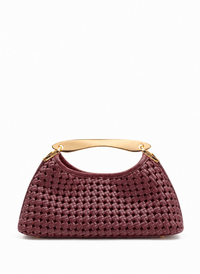 Mini Boomerang Woven Leather Burgundy