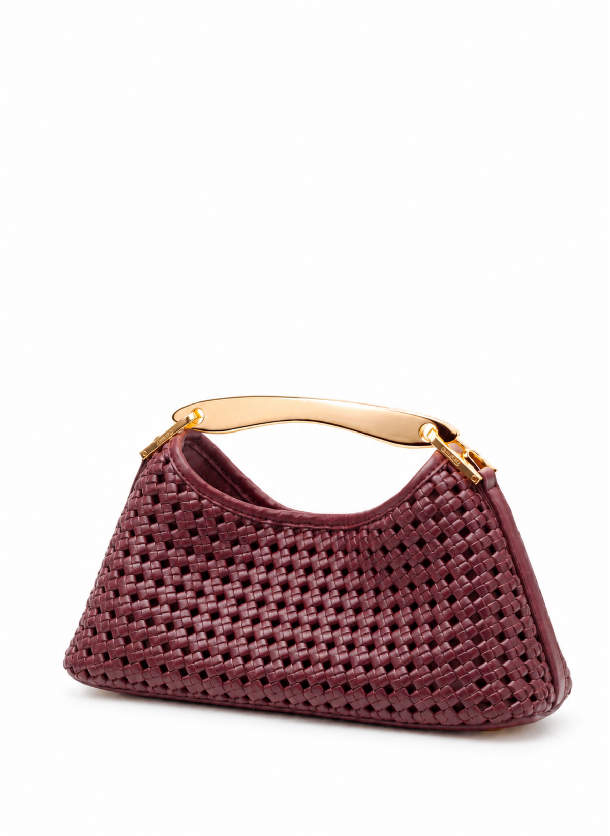 Mini Boomerang Woven Leather Burgundy