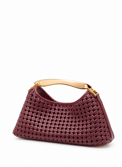 Mini Boomerang Woven Leather Burgundy