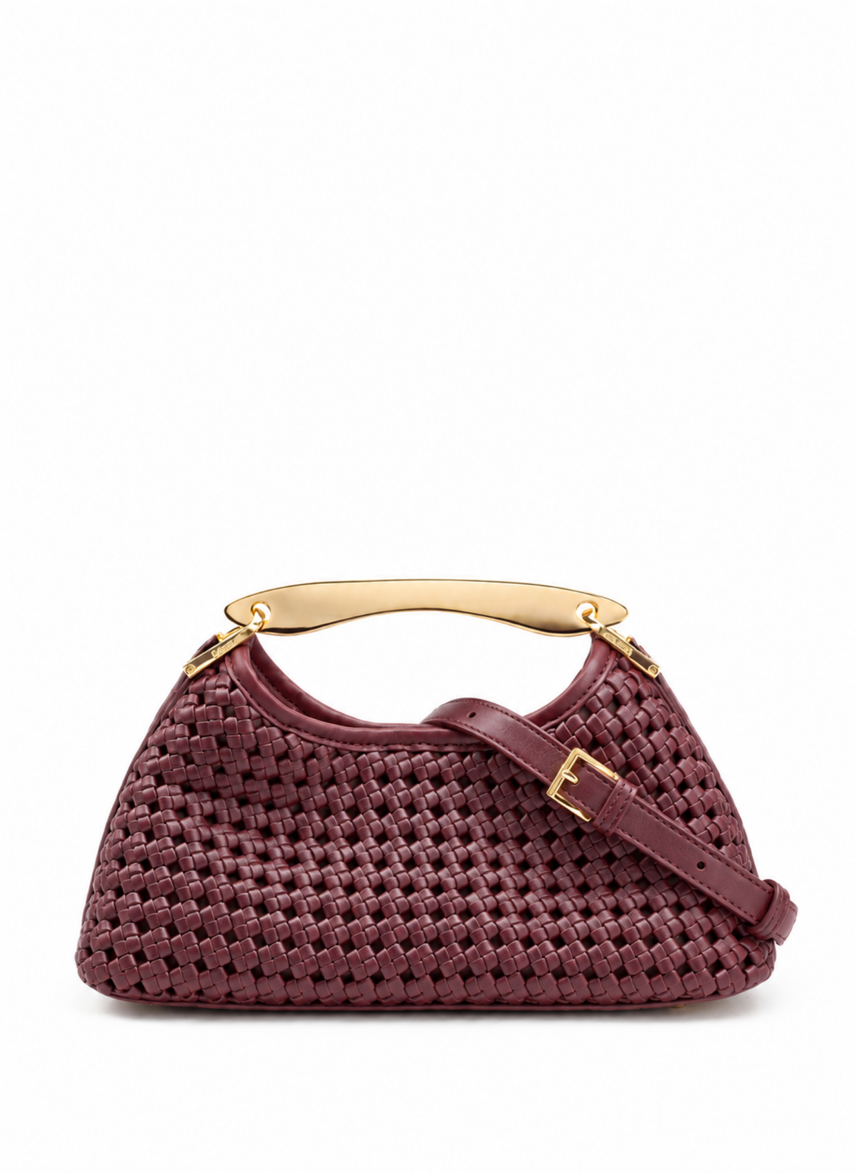 Mini Boomerang Woven Leather Burgundy