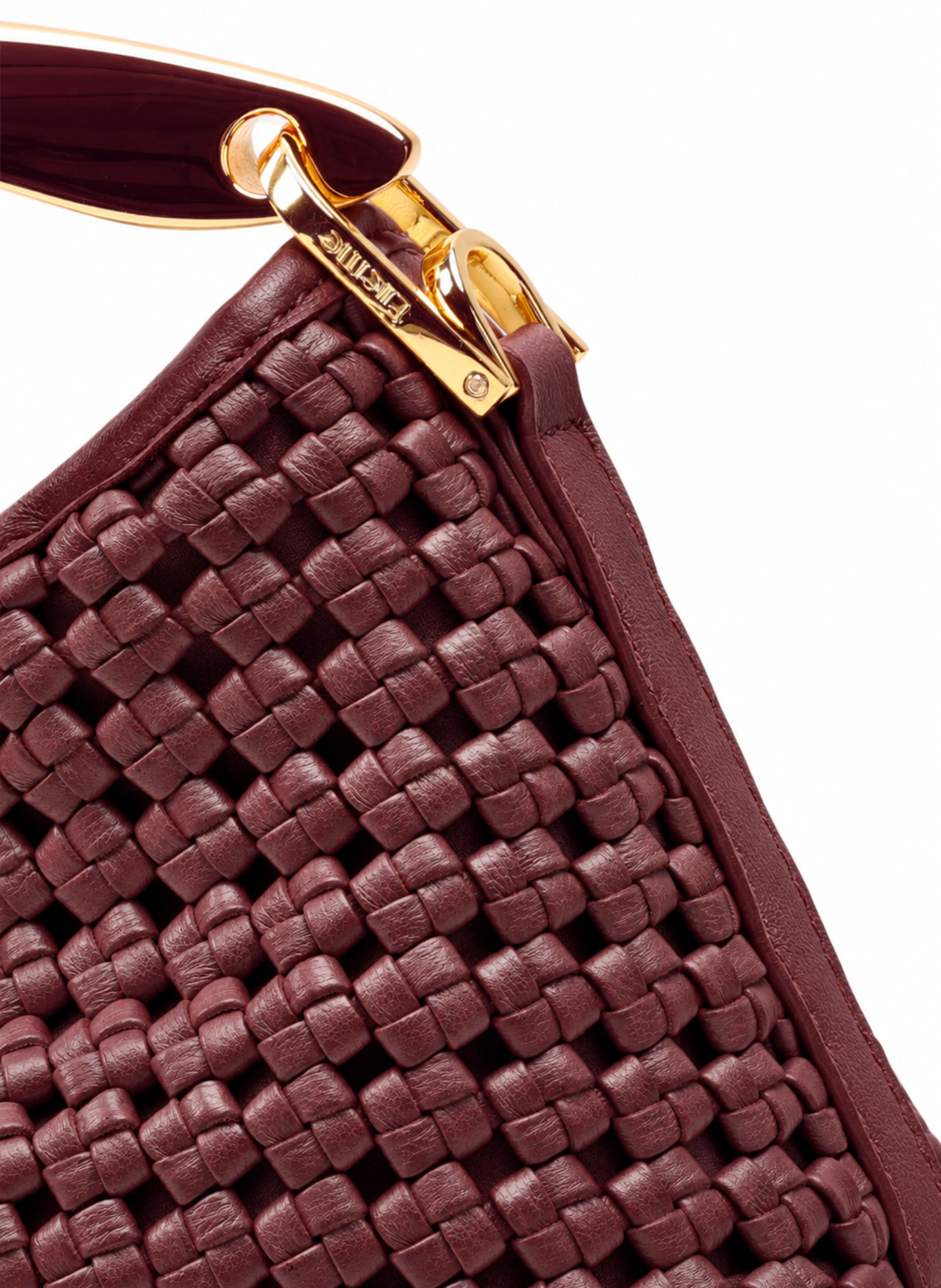 Mini Boomerang Woven Leather Burgundy