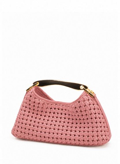 Mini Boomerang Woven Leather Dark Pink