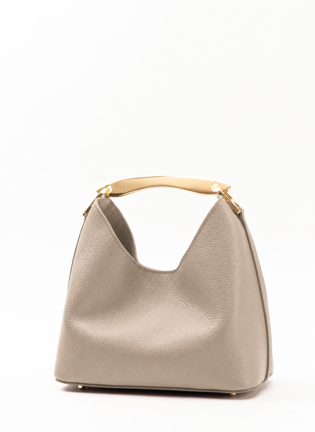 Small Boomerang Pebbled Leather Taupe