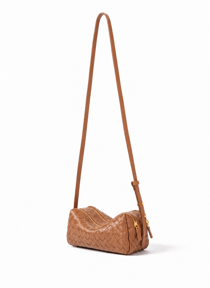 Mini Trousse Woven Leather Cognac
