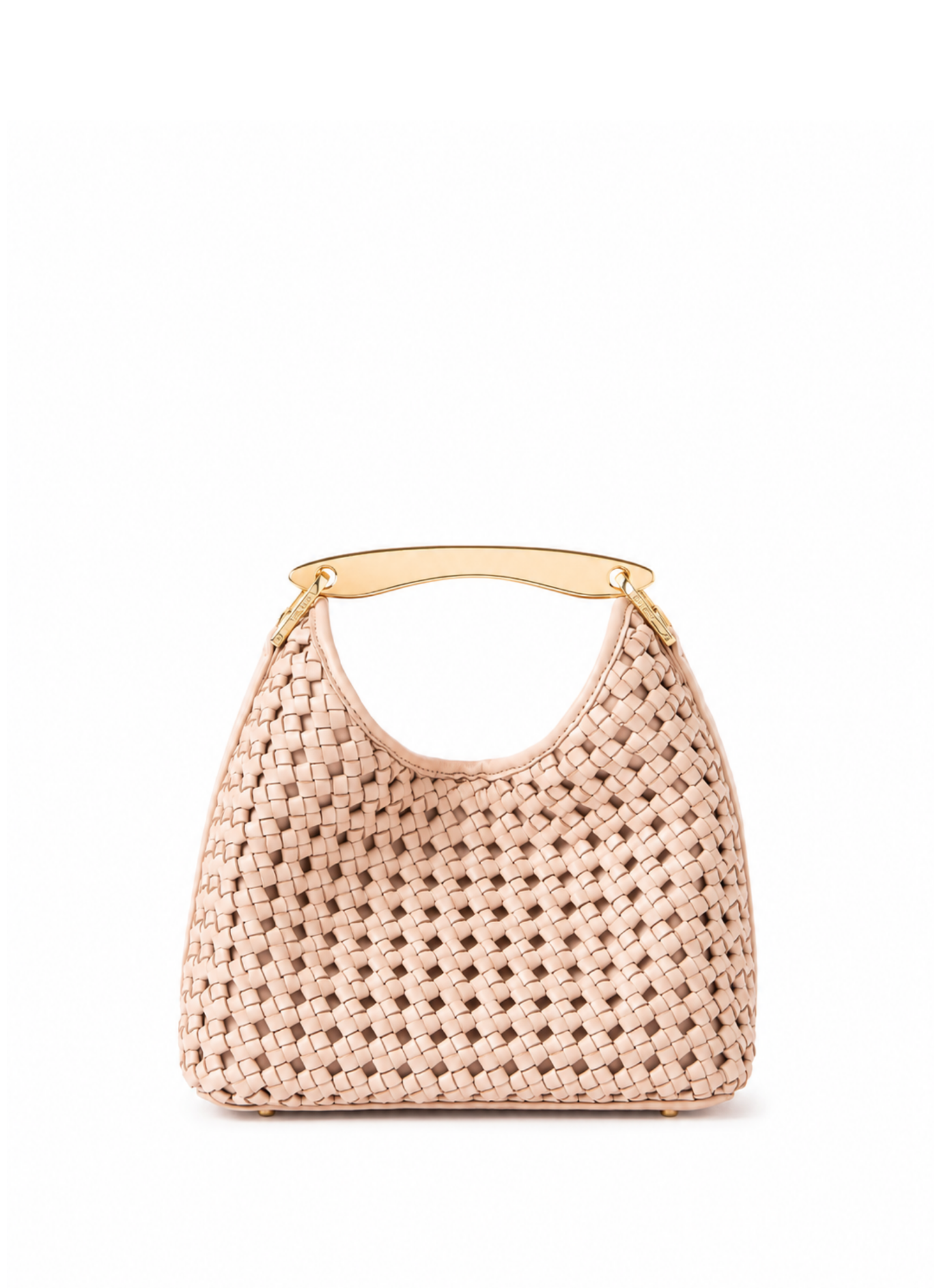 Small Boomerang Woven Leather Blush
