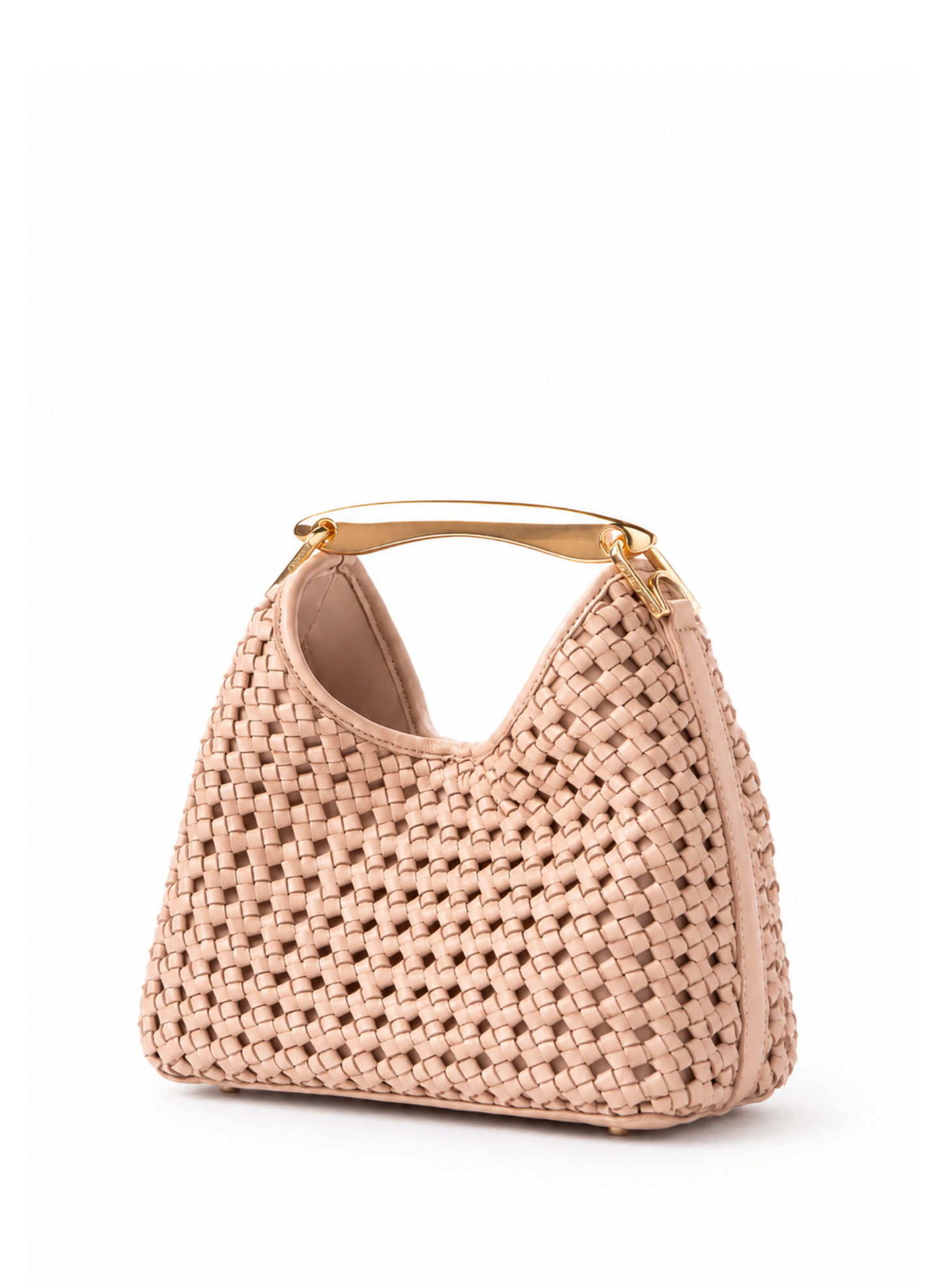 Small Boomerang Woven Leather Blush