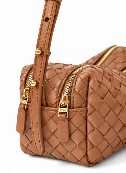 Mini Trousse Woven Leather Cognac
