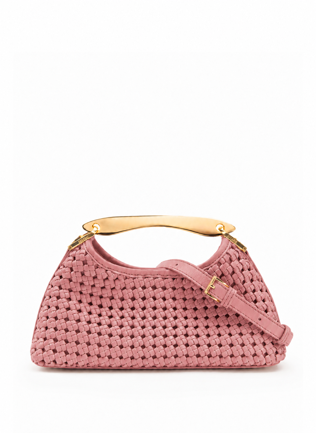 Mini Boomerang Woven Leather Dark Pink