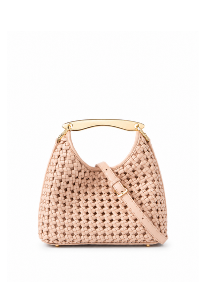 Small Boomerang Woven Leather Blush