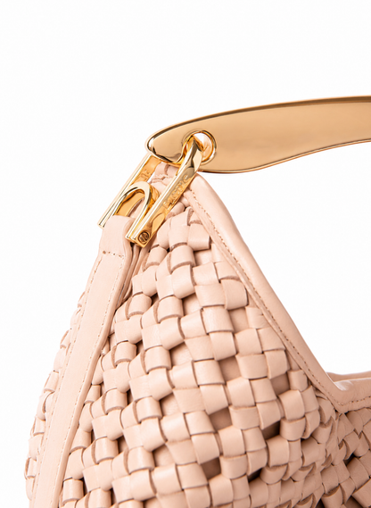 Small Boomerang Woven Leather Blush