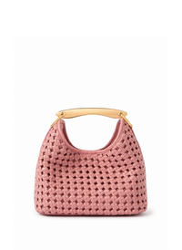 Small Boomerang Woven Leather Dark Pink