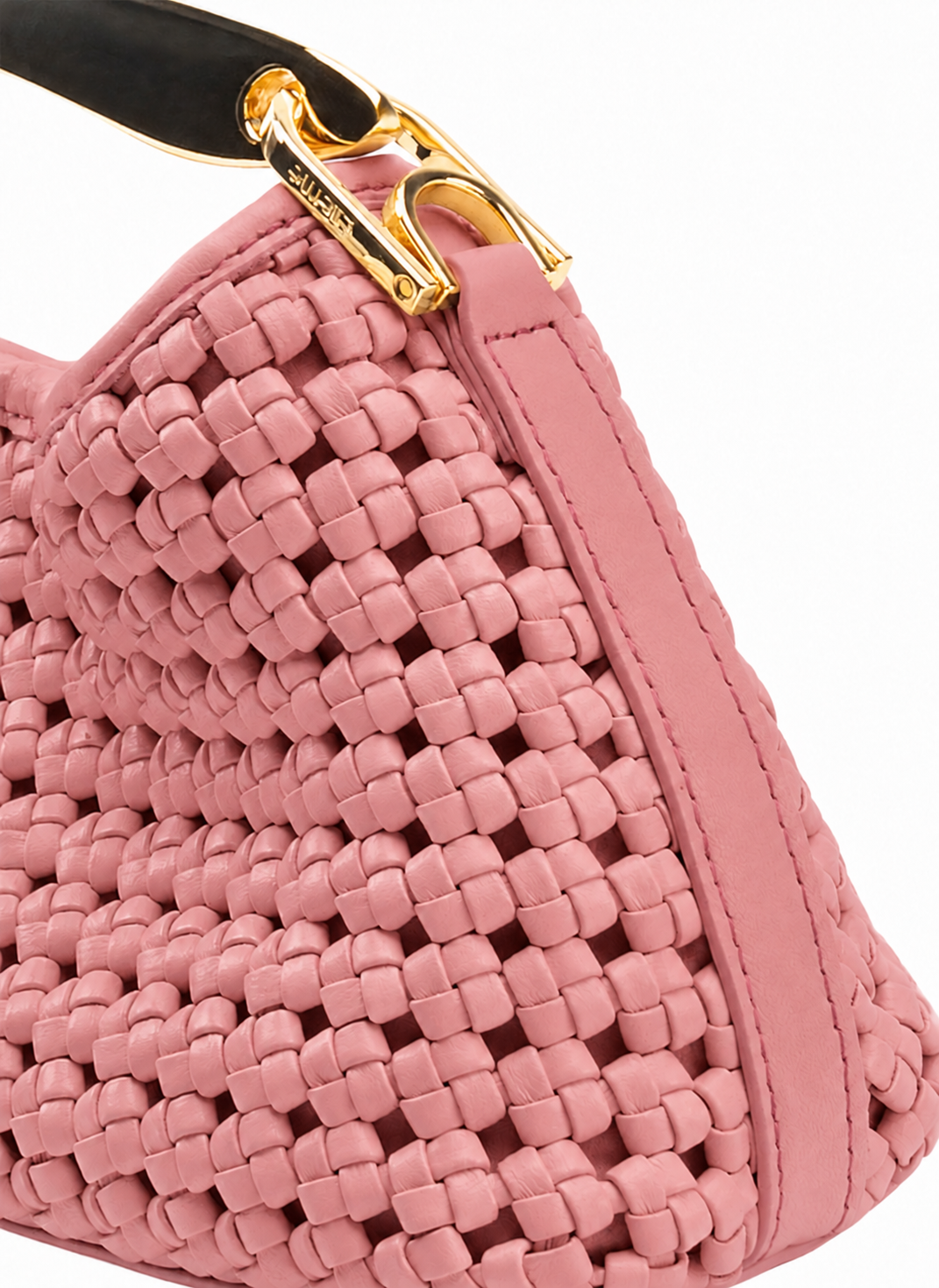 Mini Boomerang Woven Leather Dark Pink