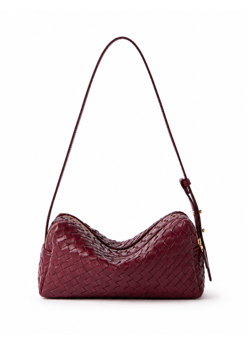 Trousse Woven Leather Burgundy