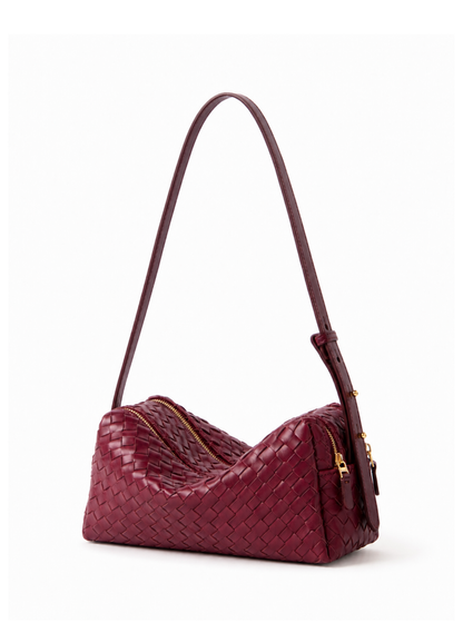 Trousse Woven Leather Burgundy