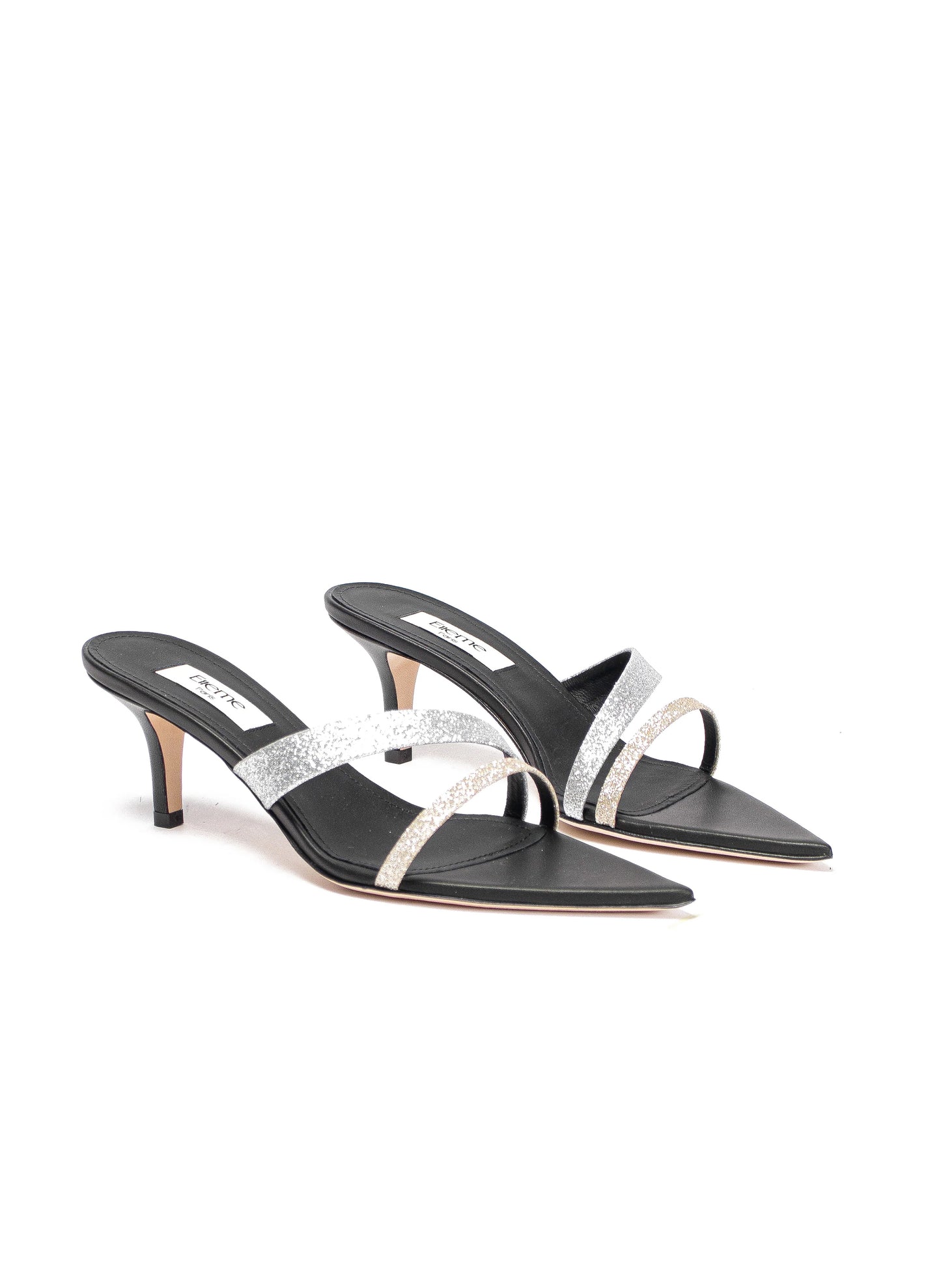 Asymmetric Strap Sandal Leather/Sparkle Silver and Gold
