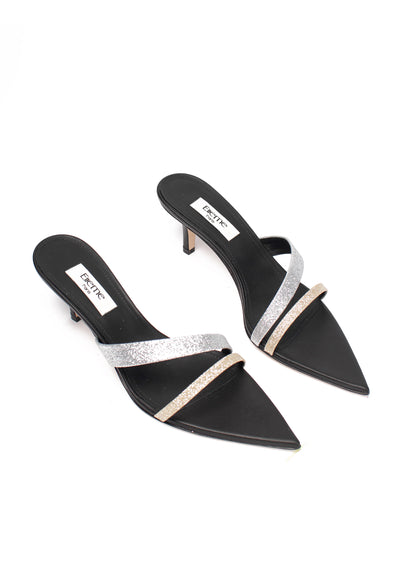 Asymmetric Strap Sandal Leather/Sparkle Silver and Gold