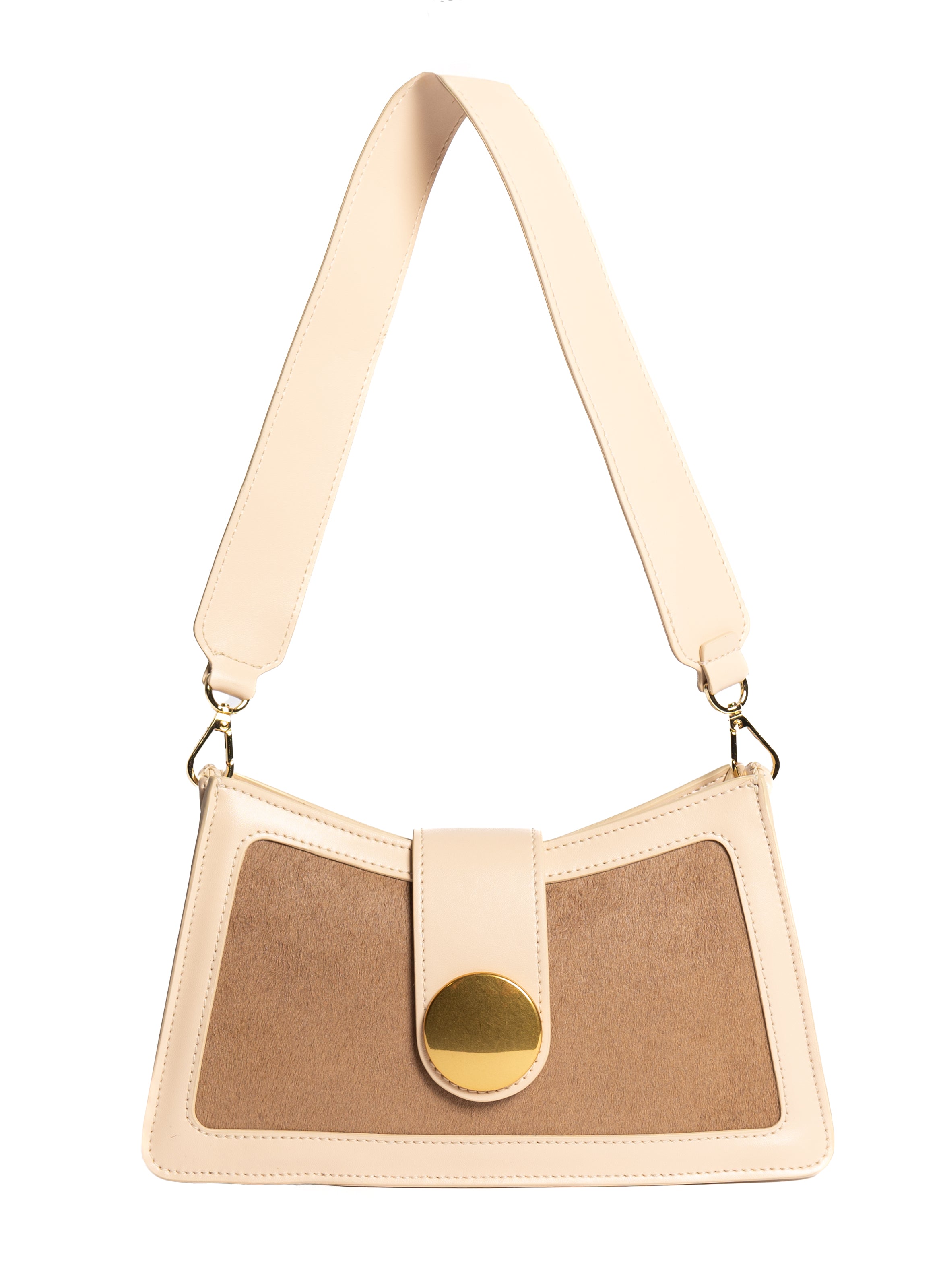 Buckle Shoulder Bag Pony Beige