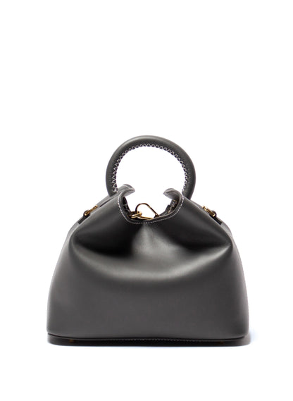 Baozi Leather Charcoal Grey/White Stitches