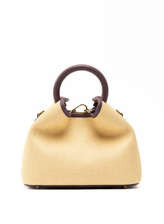 Baozi Raffia/Leather Natural/Blackberry