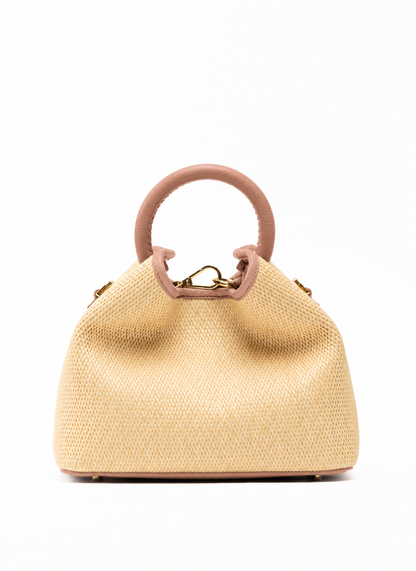 Baozi Raffia/Leather Natural/Dust Pink