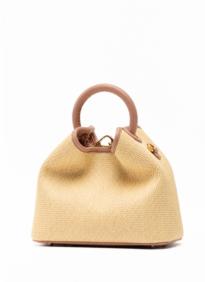 Baozi Raffia/Leather Natural/Dust Pink