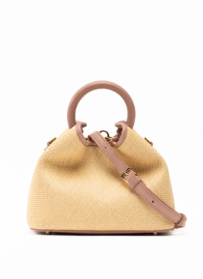 Baozi Raffia/Leather Natural/Dust Pink