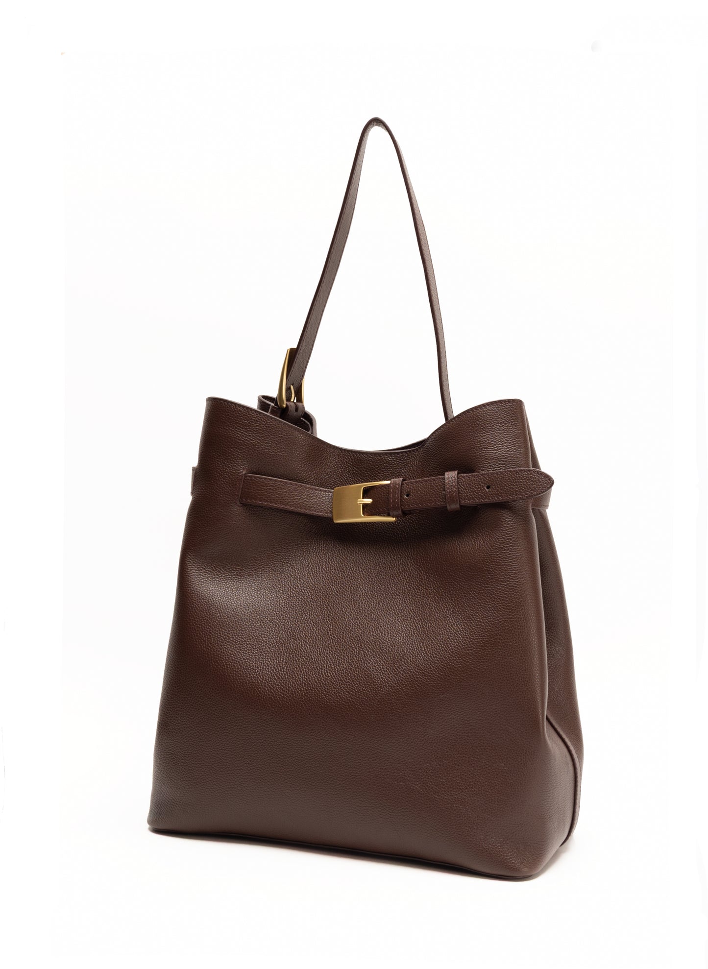 Sac à ceinture en cuir marbré Marron foncé