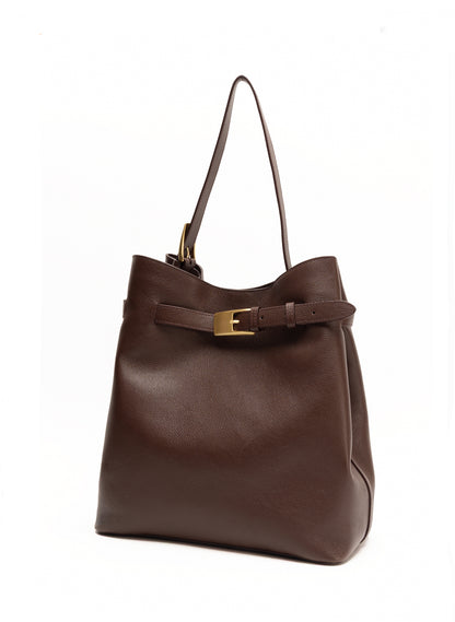 Sac à ceinture en cuir marbré Marron foncé