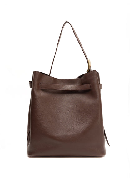 Sac à ceinture en cuir marbré Marron foncé