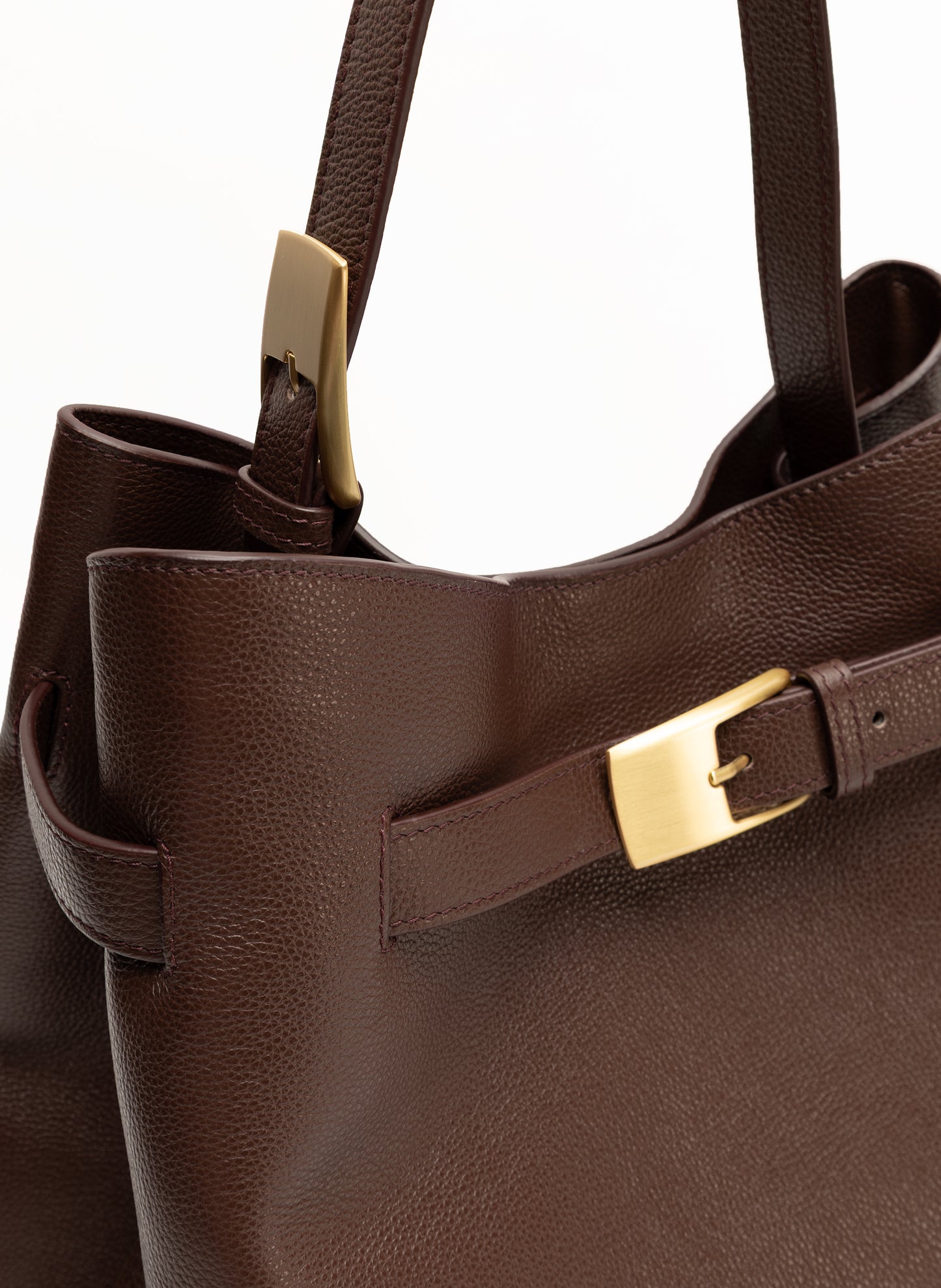 Sac à ceinture en cuir marbré Marron foncé
