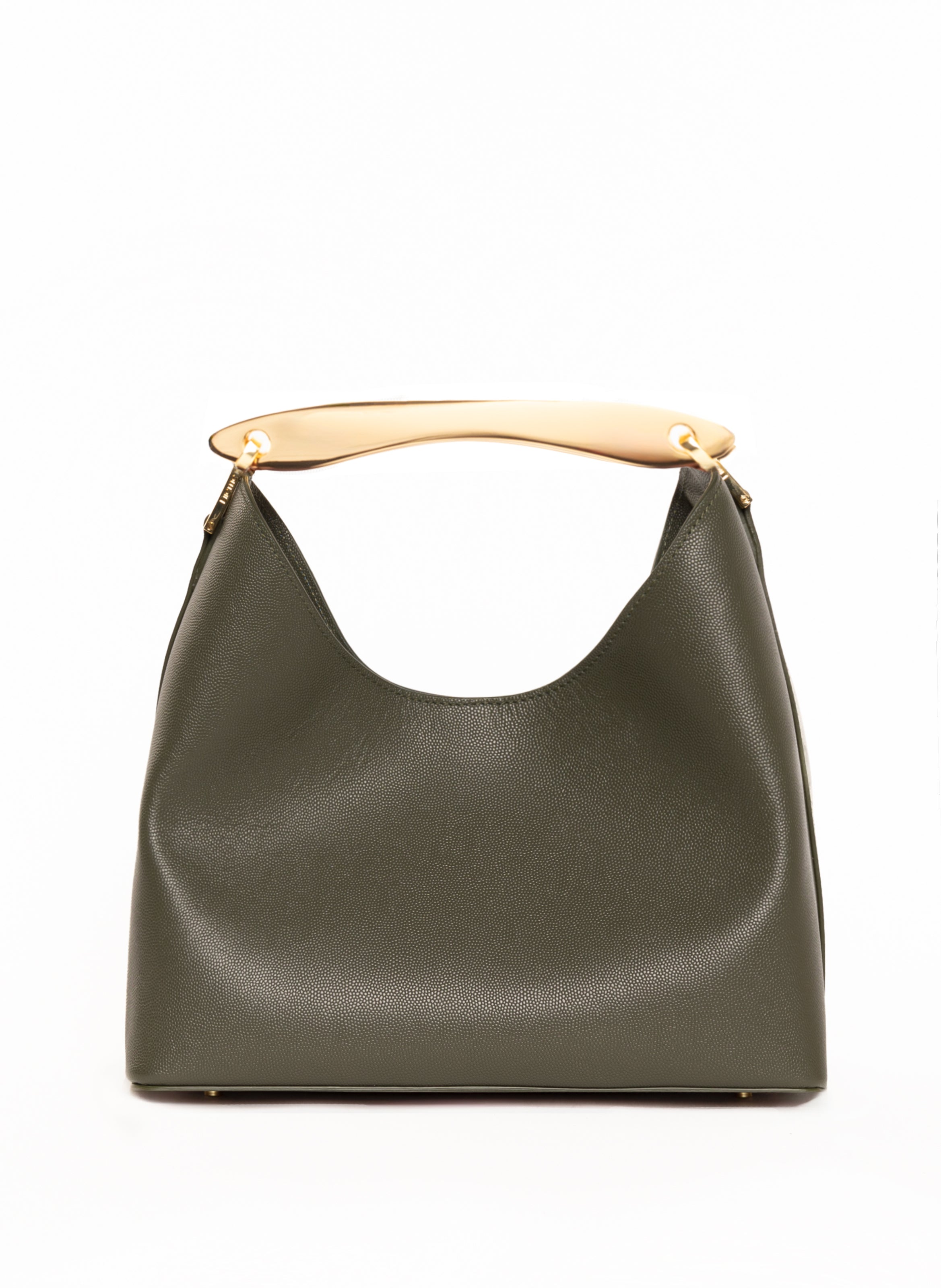 Boomerang Caviar Leather Khaki Green - French Leather Bags