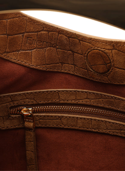 Boomerang Croco Suede Cognac