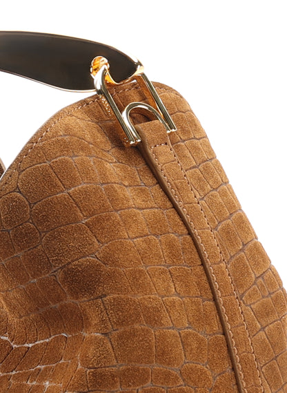 Boomerang Croco Suede Cognac